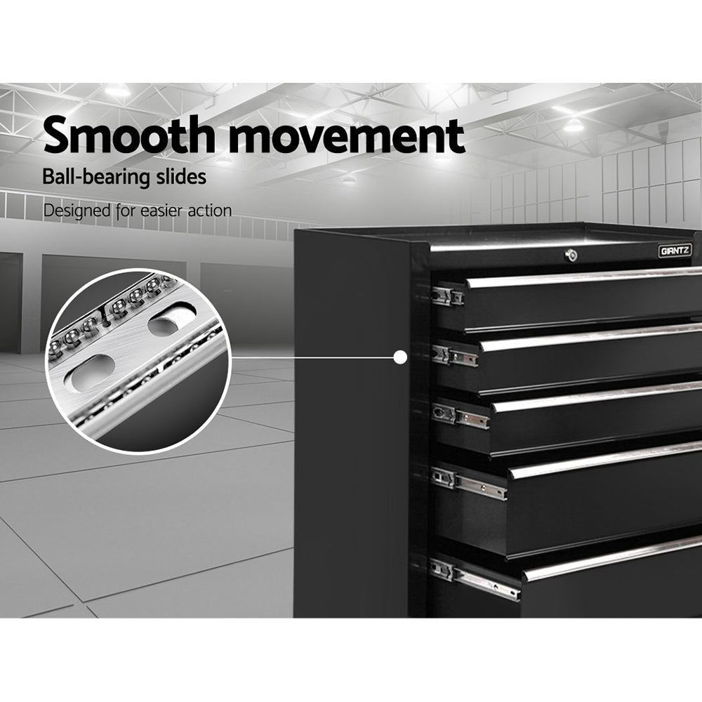 Giantz 5 Drawer Mechanic Tool Box Cabinet Storage Trolley - Black - Direct On Sale