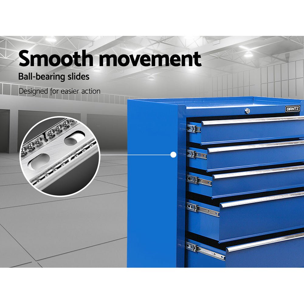 Giantz 5 Drawer Mechanic Tool Box Cabinet Storage Trolley - Blue - Direct On Sale