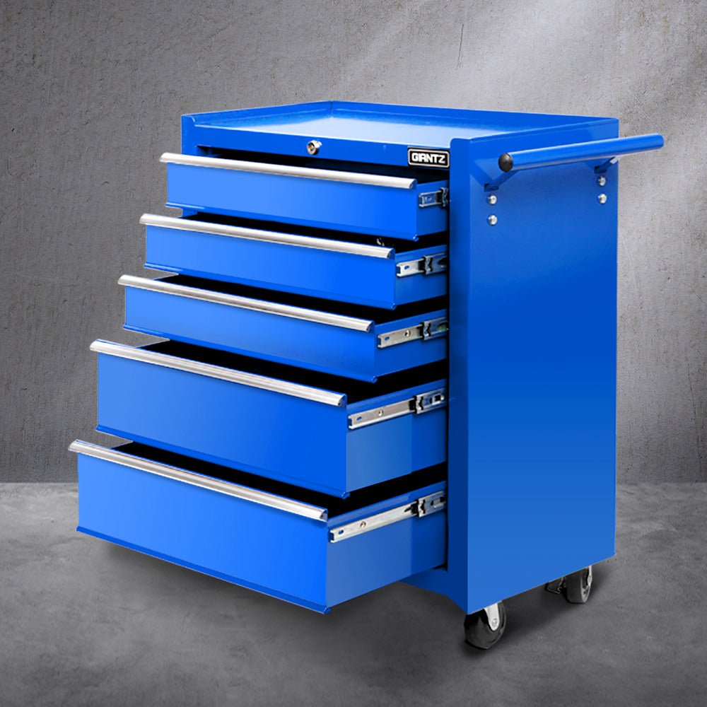 Giantz 5 Drawer Mechanic Tool Box Cabinet Storage Trolley - Blue - Direct On Sale