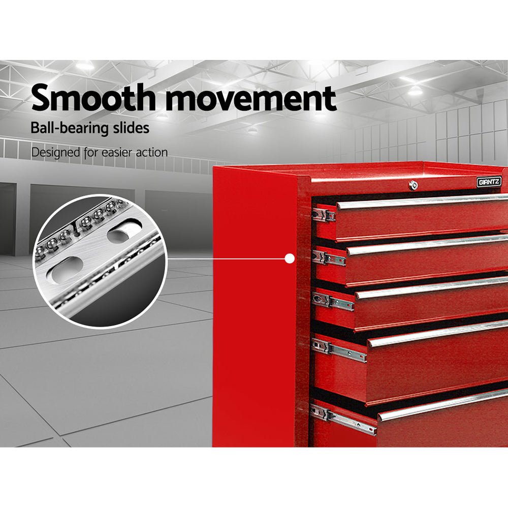 Giantz 5 Drawer Mechanic Tool Box Cabinet Storage Trolley - Red - Direct On Sale