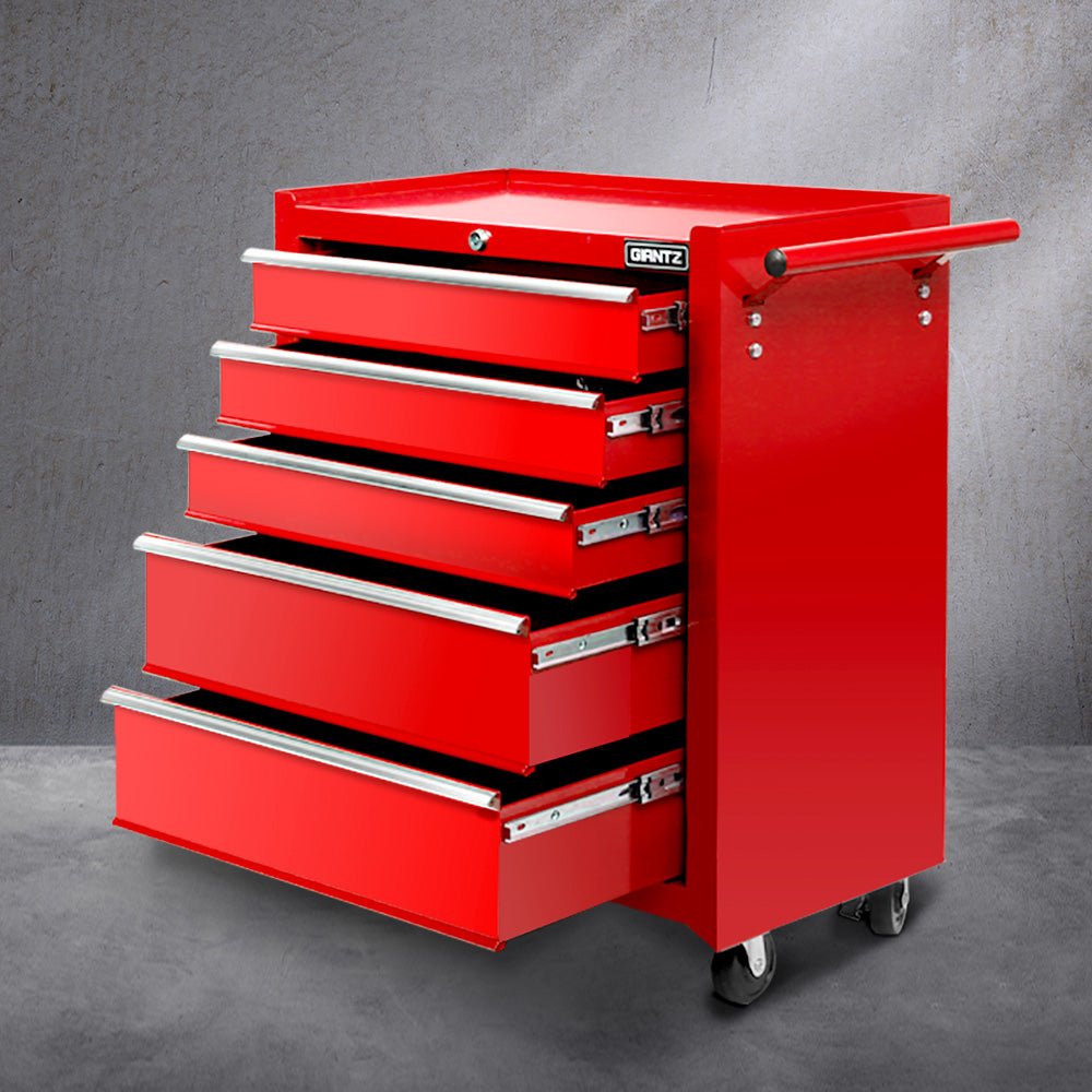 Giantz 5 Drawer Mechanic Tool Box Cabinet Storage Trolley - Red - Direct On Sale