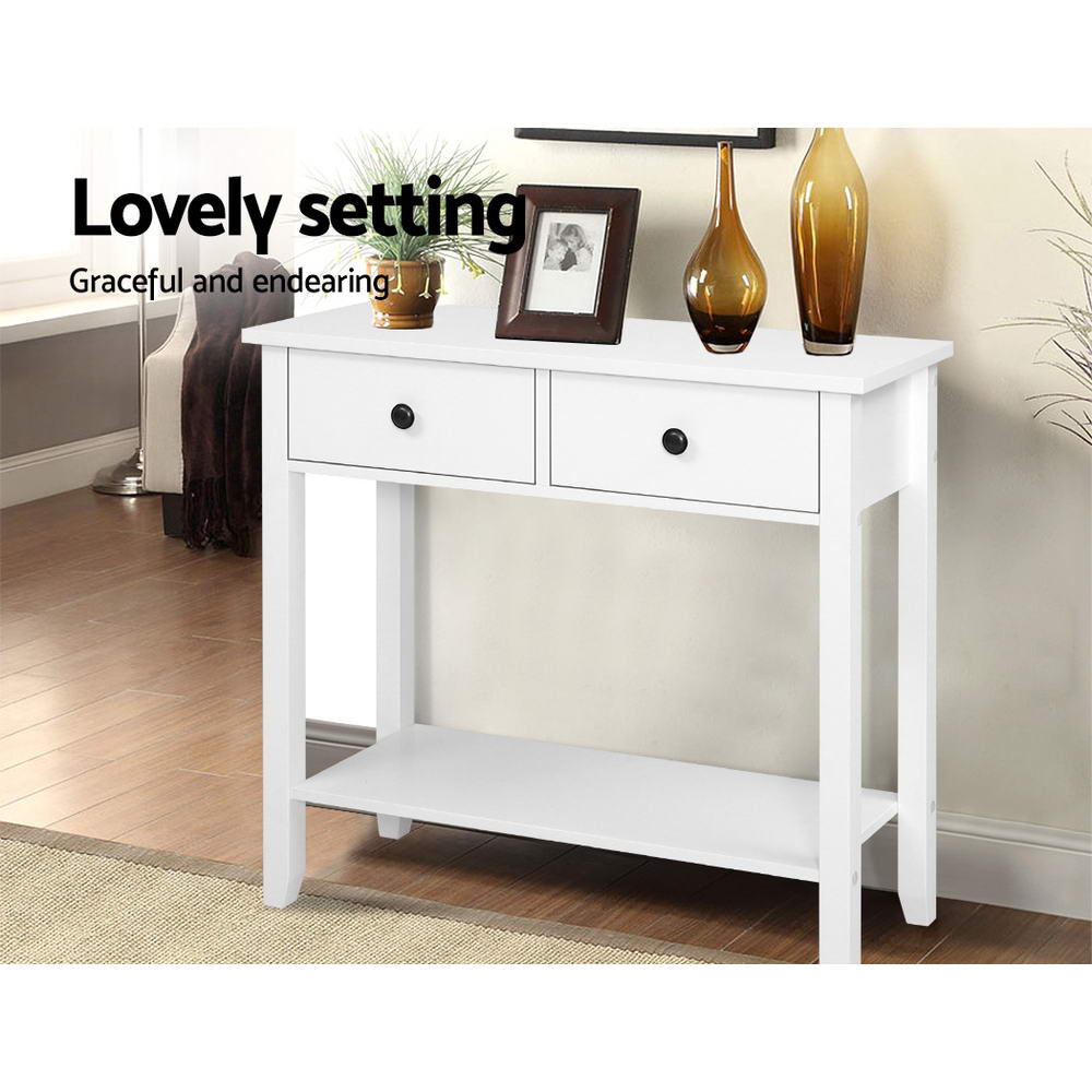 Hallway Console Hall Table White with Pine Wood Legs - Direct On Sale