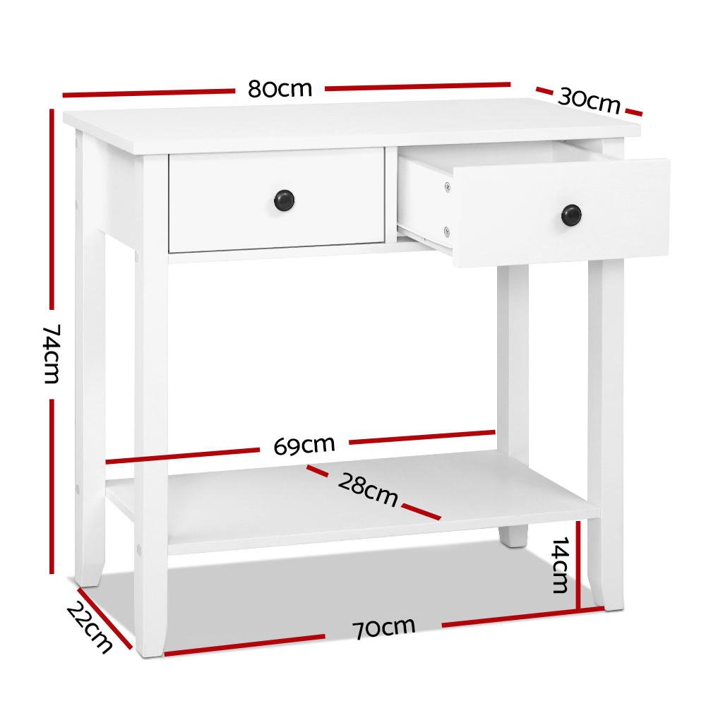Hallway Console Hall Table White with Pine Wood Legs - Direct On Sale