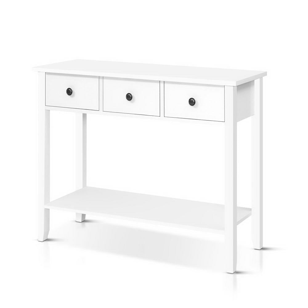 Hallway Console Hall Table White with Pine Wood Legs - Direct On Sale