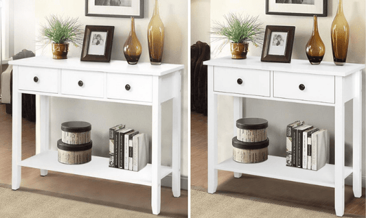 Hallway Console Hall Table White with Pine Wood Legs - Direct On Sale