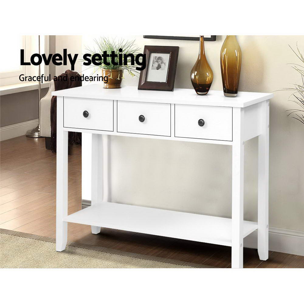 Hallway Console Hall Table White with Pine Wood Legs - Direct On Sale