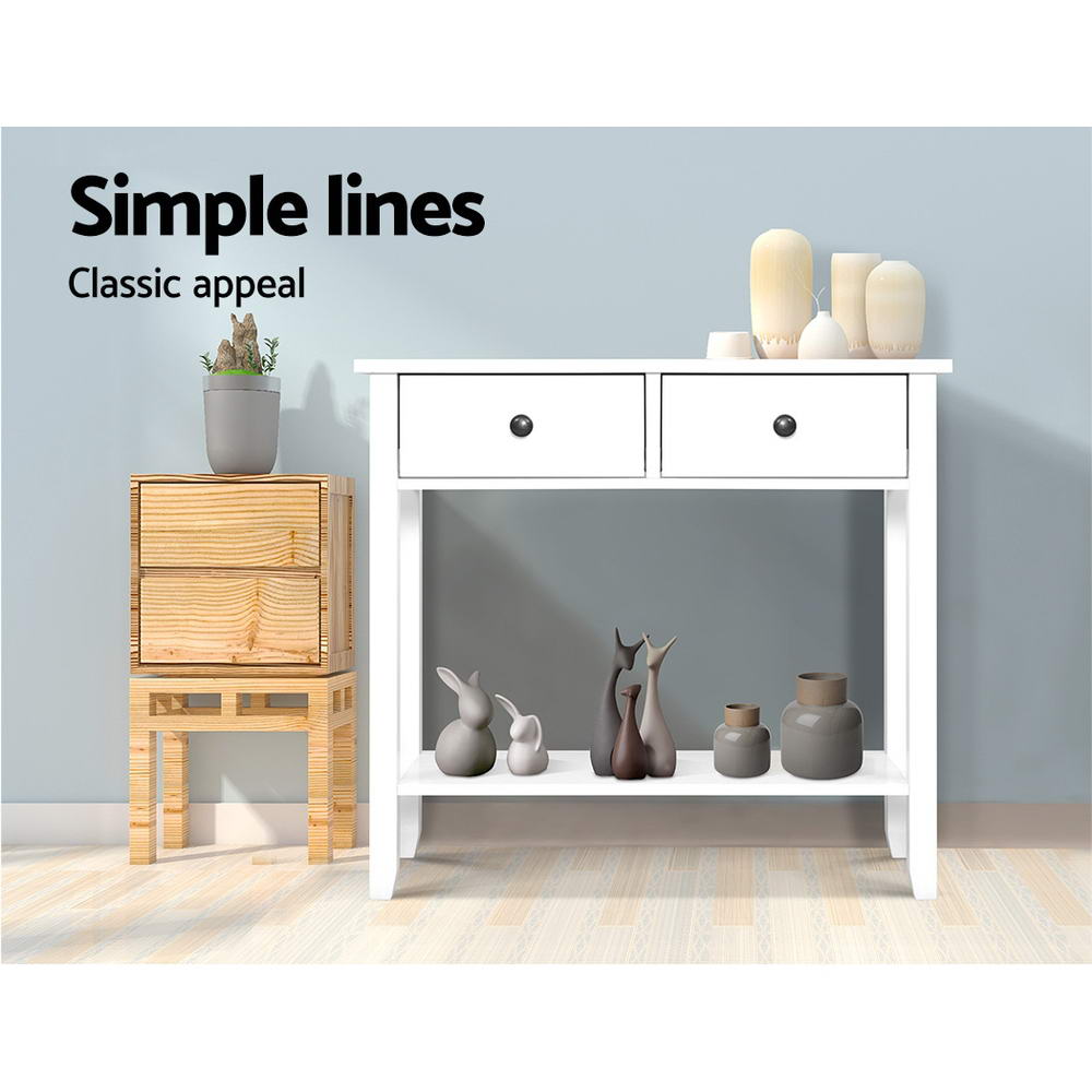 Hallway Console Hall Table White with Pine Wood Legs - Direct On Sale