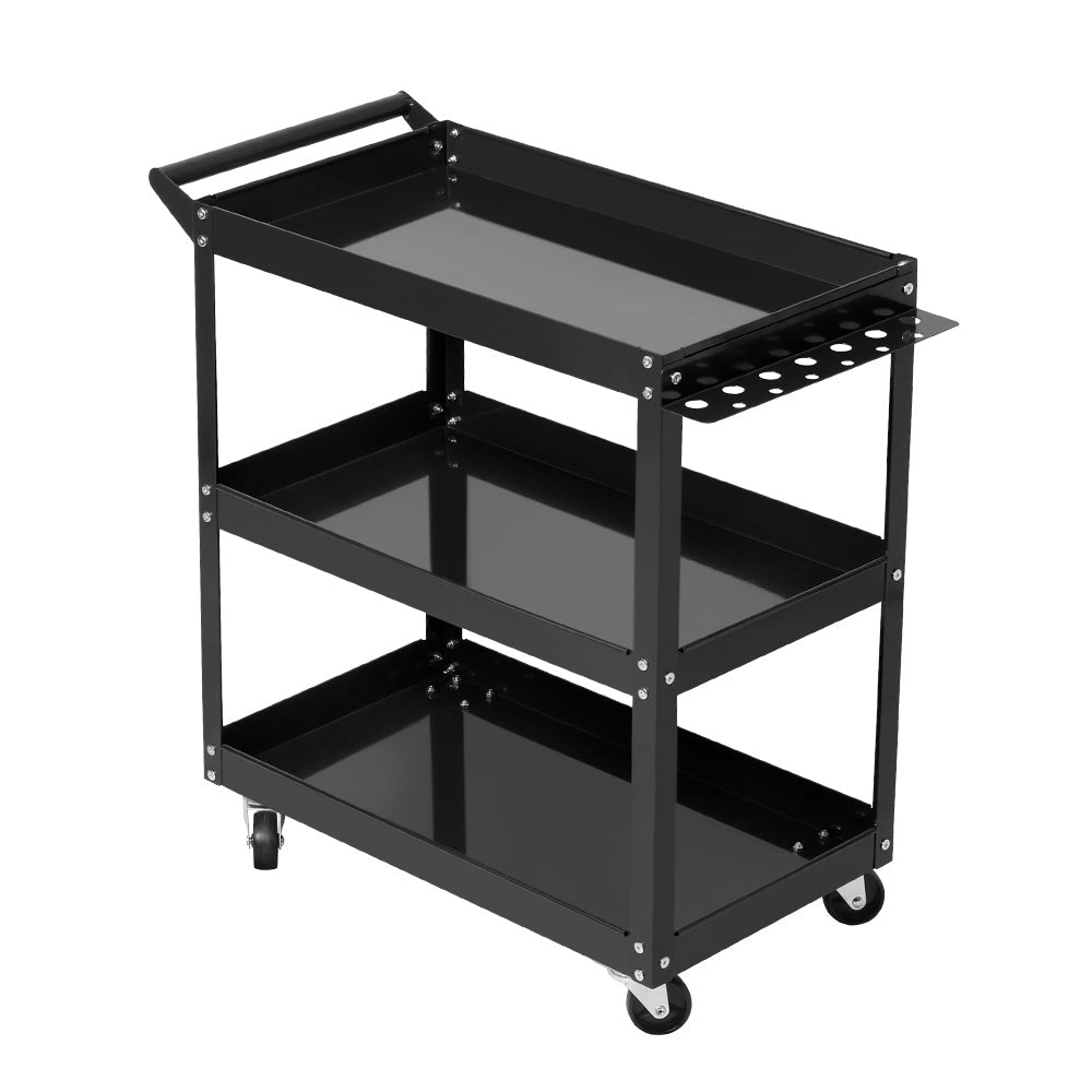 Heavy Duty 3 Tier Tool Steel Cart Trolley Mechanic Storage Organizer Black - Direct On Sale
