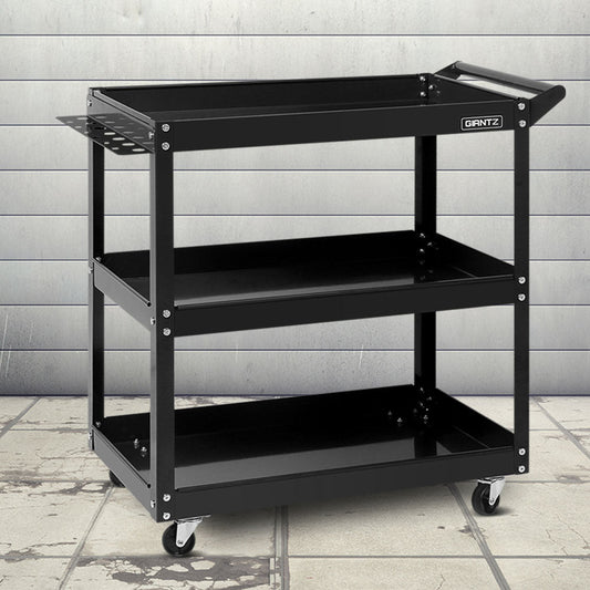 Heavy Duty 3 Tier Tool Steel Cart Trolley Mechanic Storage Organizer Black - Direct On Sale