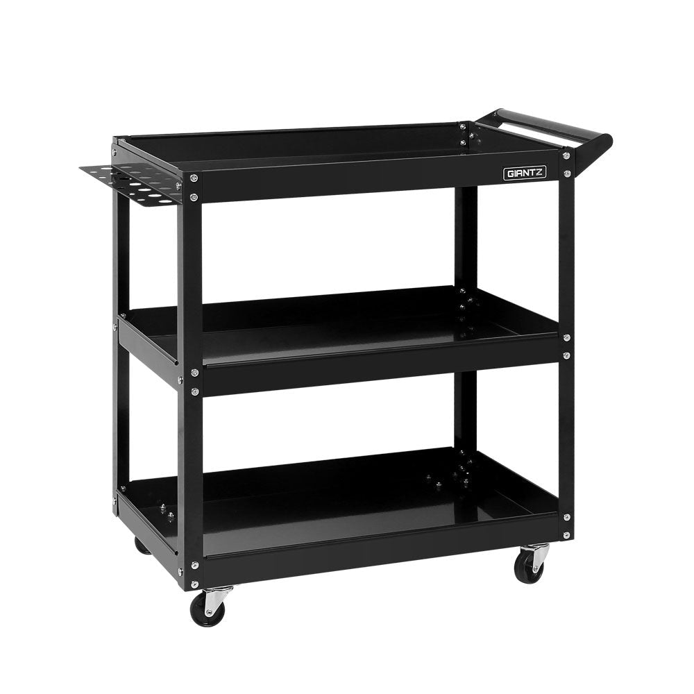 Heavy Duty 3 Tier Tool Steel Cart Trolley Mechanic Storage Organizer Black - Direct On Sale