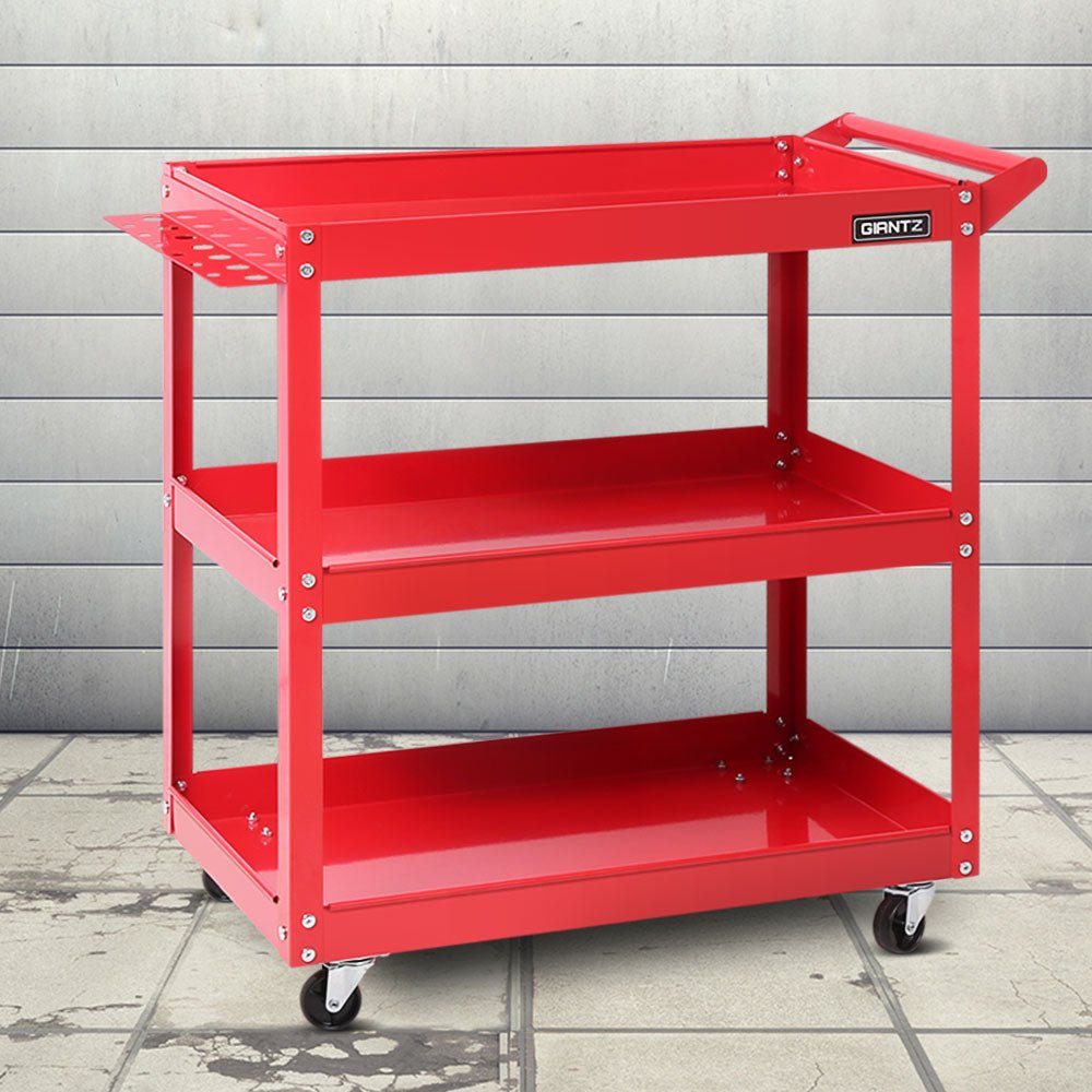 Heavy Duty 3 Tier Tool Steel Cart Trolley Mechanic Storage Organizer Red - Direct On Sale