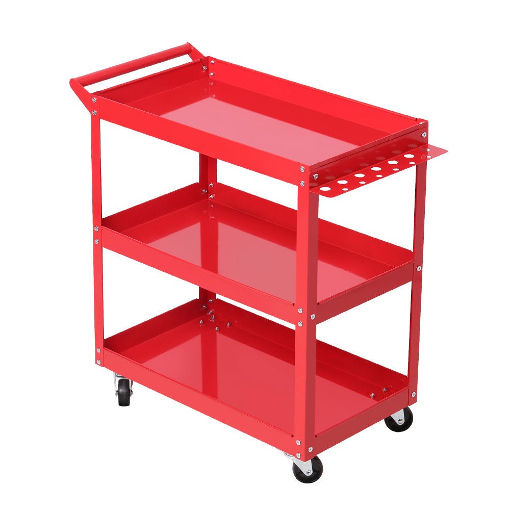 Heavy Duty 3 Tier Tool Steel Cart Trolley Mechanic Storage Organizer Red - Direct On Sale