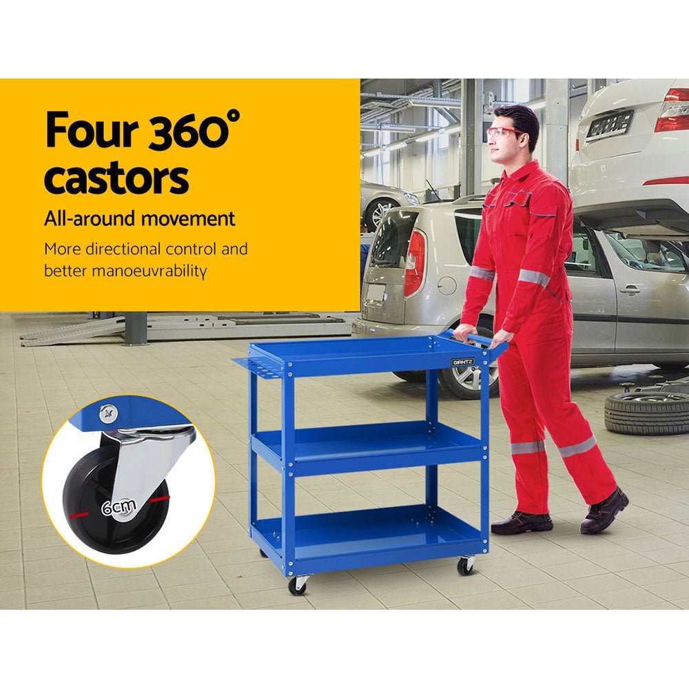Heavy Duty 3 Tier Tool Steel Cart Trolley Mechanic Storage Organizer Red - Direct On Sale