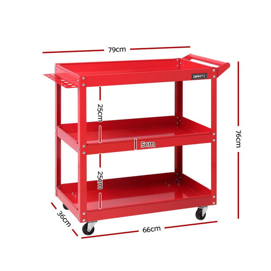 Heavy Duty 3 Tier Tool Steel Cart Trolley Mechanic Storage Organizer Red - Direct On Sale