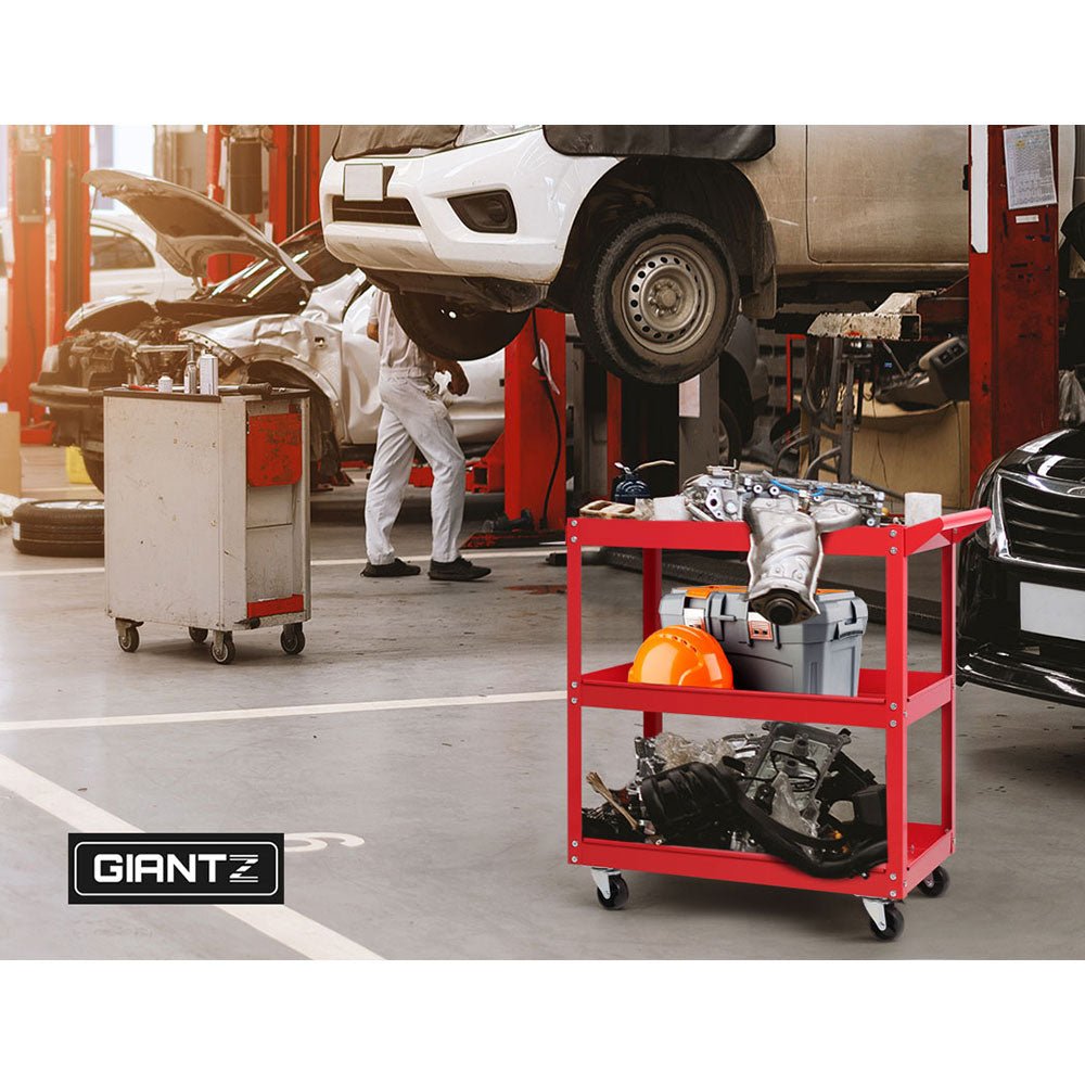 Heavy Duty 3 Tier Tool Steel Cart Trolley Mechanic Storage Organizer Red - Direct On Sale