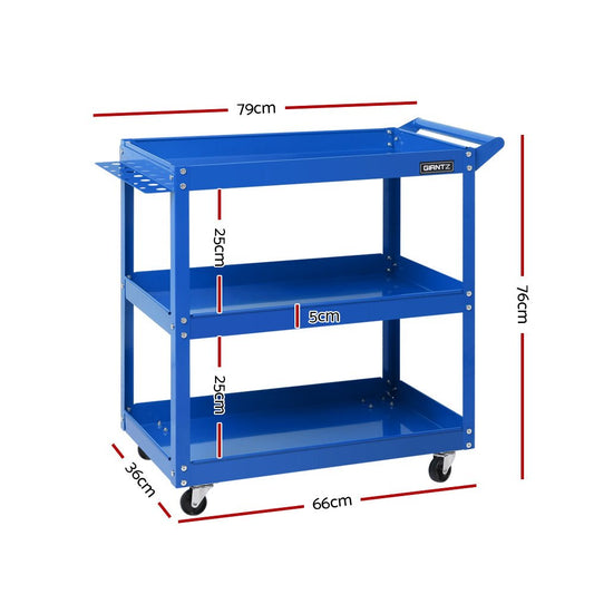 Heavy Duty 3 Tier Tool Steel Cart Trolley Mechanic Storage Organizer Red - Direct On Sale