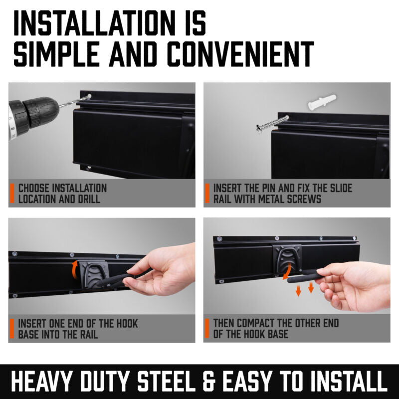 Heavy Duty 64" Rail Wall Mount Hooks Set - Direct On Sale
