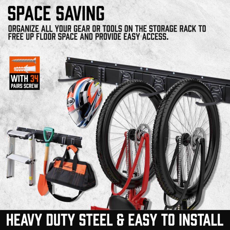 Heavy Duty 64" Rail Wall Mount Hooks Set - Direct On Sale