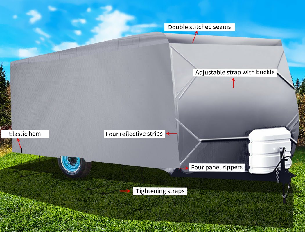 Heavy Duty Caravan Campervan Cover 4 Layer UV Shield Carry bag Pop Top Covers 14 - 24FT 480 - 740CM - Direct On Sale