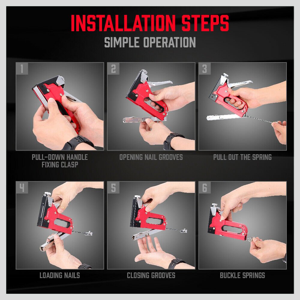 Heavy Duty Staple Gun Set 2 in1 Stapler 1500Pc Staples Tacker Hand Fastener DIY Tool - Direct On Sale