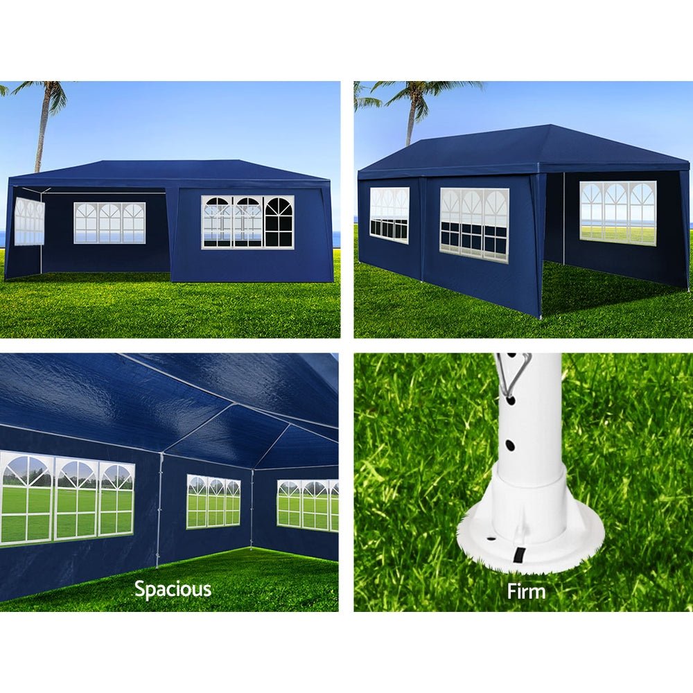 Instahut Gazebo 3x6m Marquee Wedding Party Tent Outdoor Camping Side Wall Canopy 6 Panel Blue - Direct On Sale