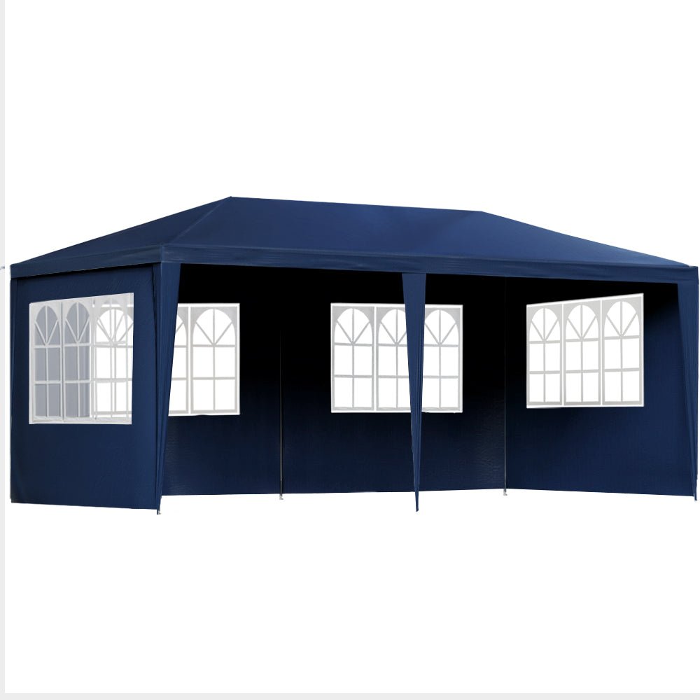 Instahut Gazebo 3x6m Marquee Wedding Party Tent Outdoor Camping Side Wall Canopy 6 Panel Blue - Direct On Sale