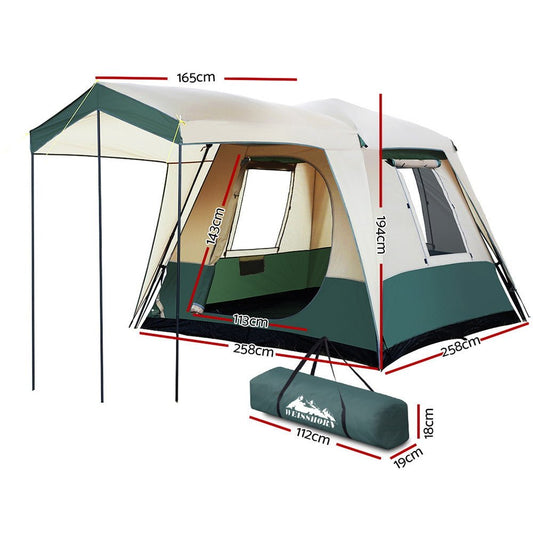 Instant Up Camping Tent 4 Person Pop up Tents Family Hiking Dome Camp - Direct On Sale