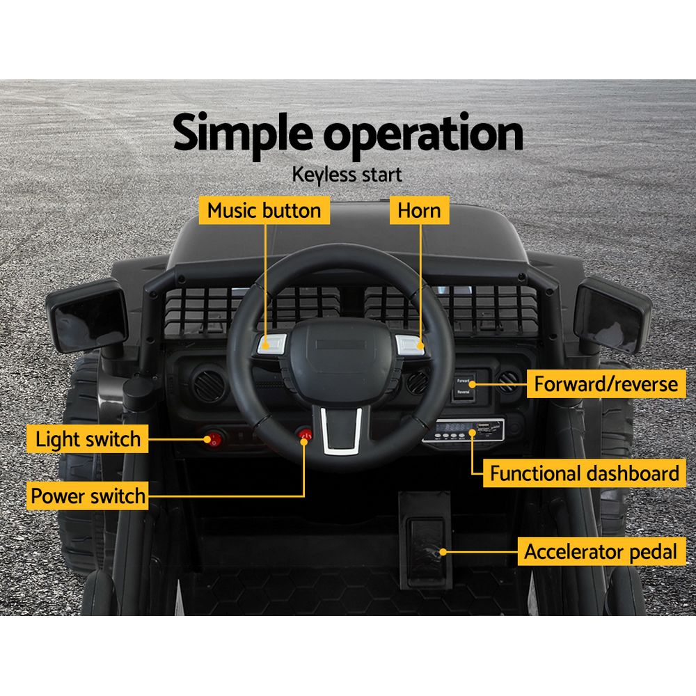 Jeep Inspired Electric 12V Kids Ride On Car Remote Control - Black - Direct On Sale