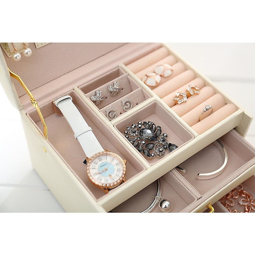 Jewellery Storage Box Girls Rings Necklaces Display Organiser Storage Case - Direct On Sale