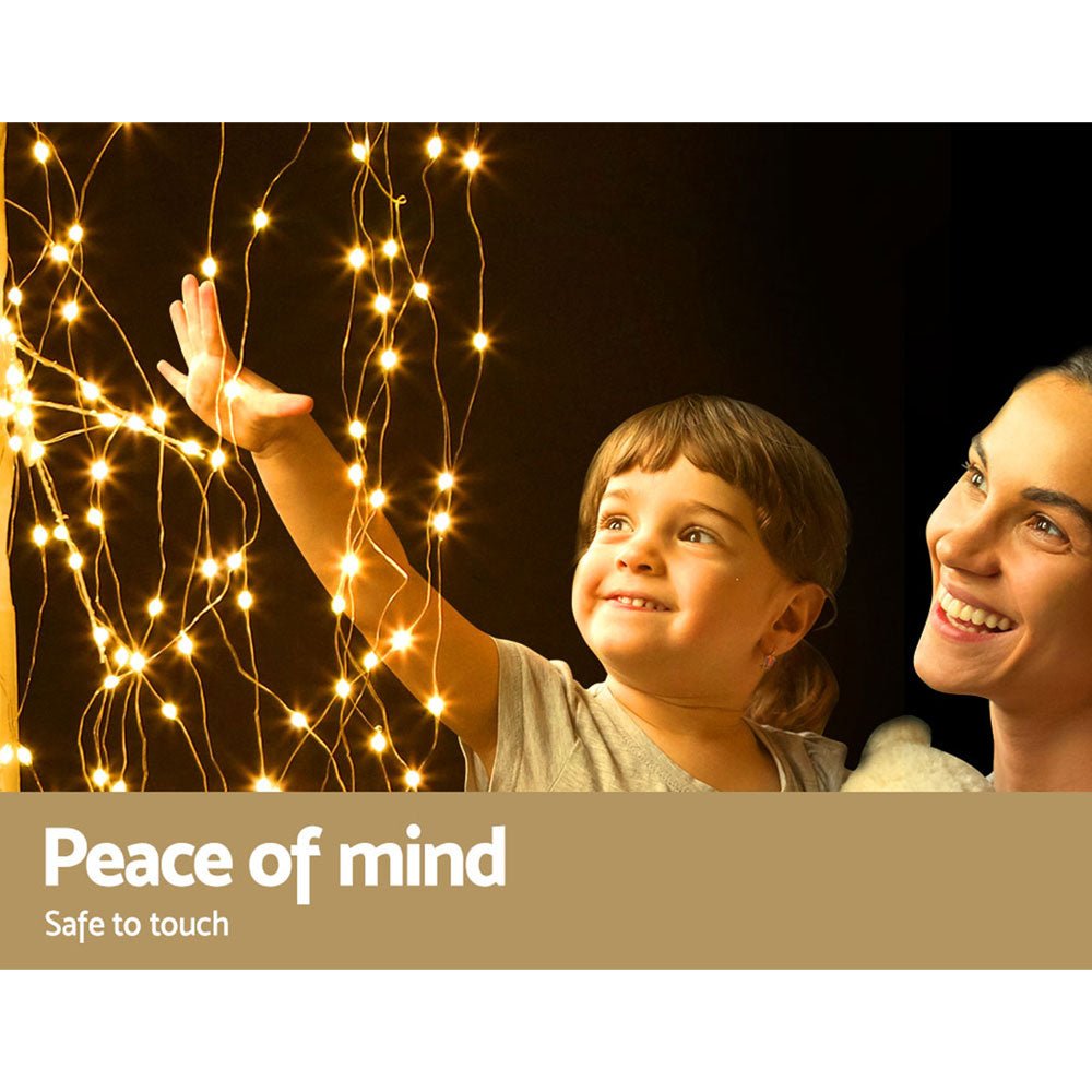 Jingle Jollys 2.1M Solar Christmas Tree 600 LED Trees String Lights Warm White - Direct On Sale