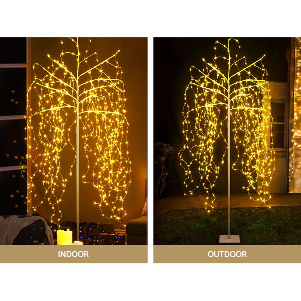 Jingle Jollys 2.1M Solar Christmas Tree 600 LED Trees String Lights Warm White - Direct On Sale