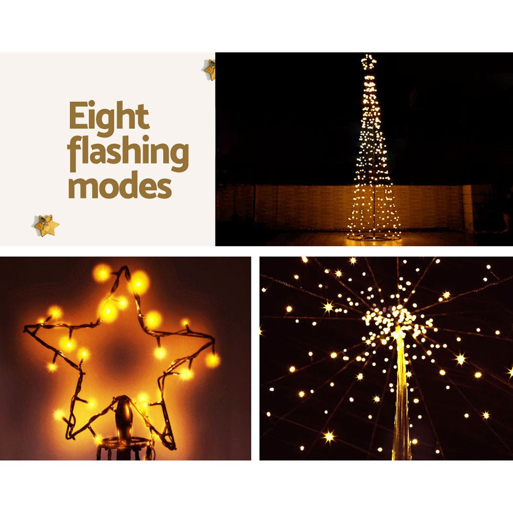 Jingle Jollys Solar Christmas Tree 3.6M LED Xmas Tree 8 Light Modes Warm White - Direct On Sale
