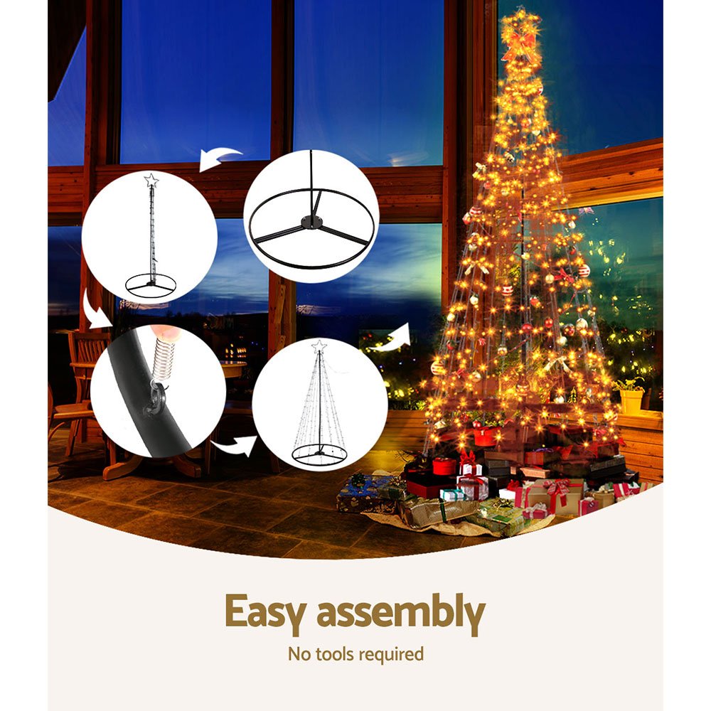Jingle Jollys Solar Christmas Tree 3.6M LED Xmas Tree 8 Light Modes Warm White - Direct On Sale