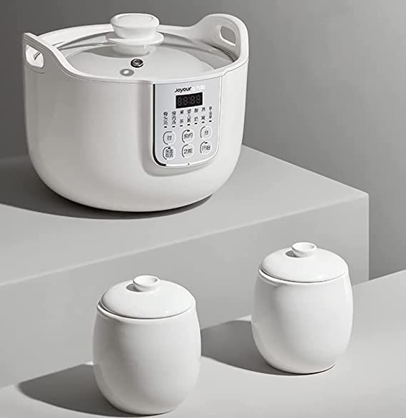 Joyoung White Porclain Slow Cooker 1.8L with 3 Ceramic Inner Containers - Direct On Sale