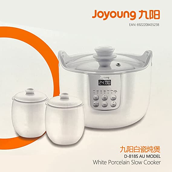 Joyoung White Porclain Slow Cooker 1.8L with 3 Ceramic Inner Containers - Direct On Sale