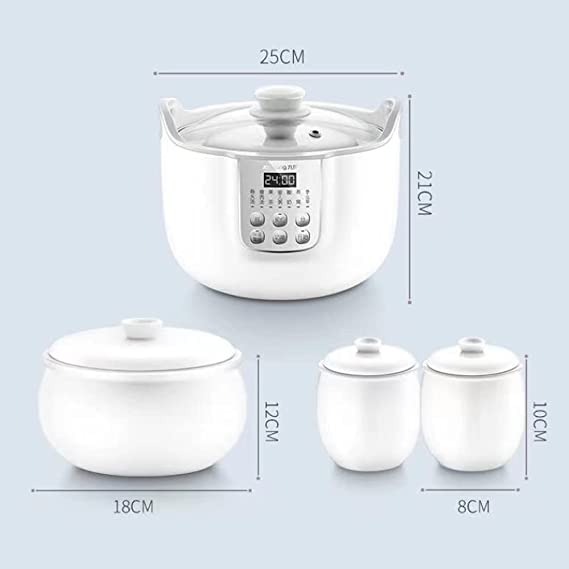 Joyoung White Porclain Slow Cooker 1.8L with 3 Ceramic Inner Containers - Direct On Sale