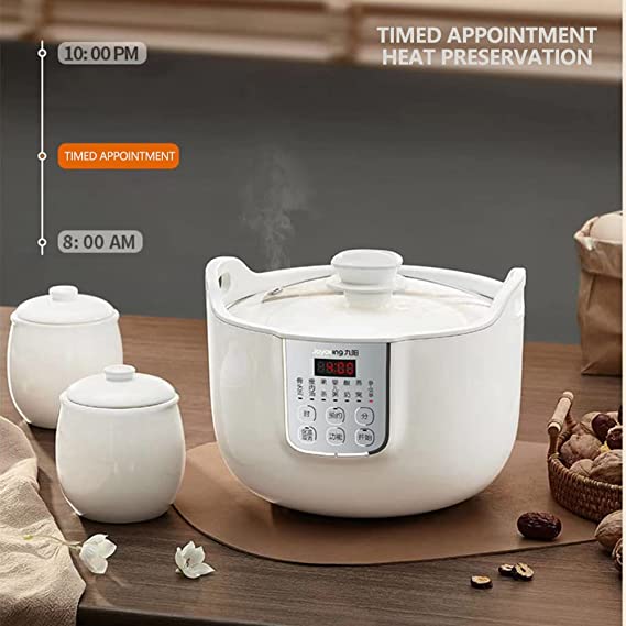 Joyoung White Porclain Slow Cooker 1.8L with 3 Ceramic Inner Containers - Direct On Sale