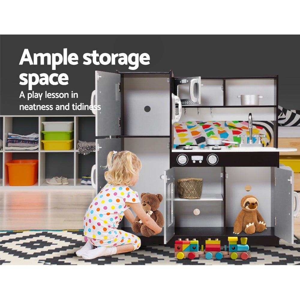 Kids Kitchen Set Pretend Play Food Sets Childrens Utensils Toys Black - Direct On Sale