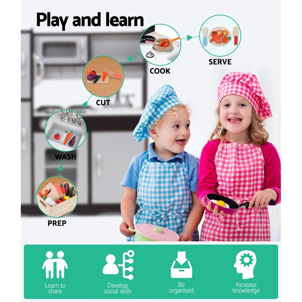 Kids Kitchen Set Pretend Play Food Sets Childrens Utensils Toys Black - Direct On Sale