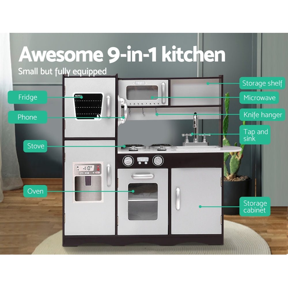 Kids Kitchen Set Pretend Play Food Sets Childrens Utensils Toys Black - Direct On Sale