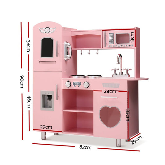 Kids Kitchen Set Pretend Play Food Sets Childrens Utensils Wooden Toy Pink - Direct On Sale