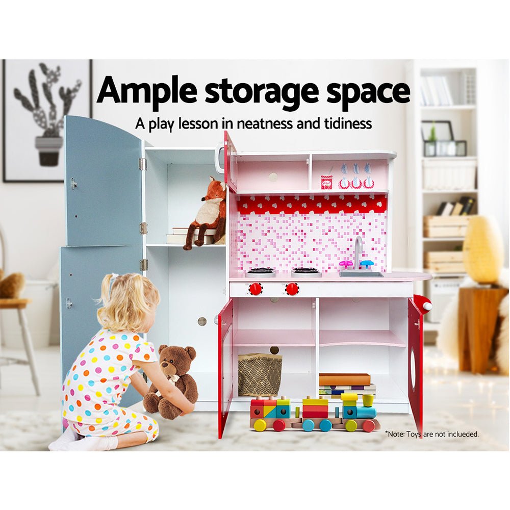 Kids Kitchen Set Pretend Play Wooden Toys Cooking Cookware Childrens Toy - Direct On Sale