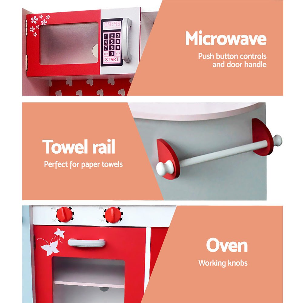 Kids Kitchen Set Pretend Play Wooden Toys Cooking Cookware Childrens Toy - Direct On Sale