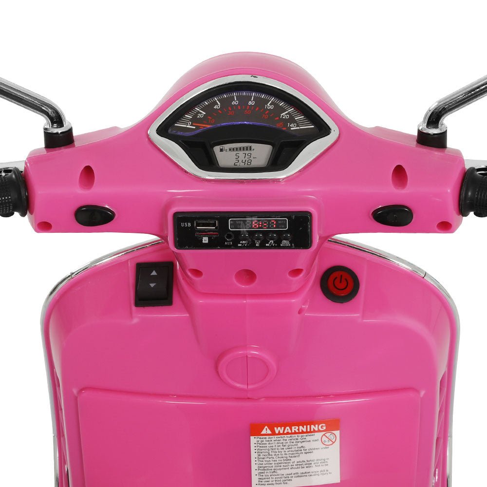 Kids Ride On Car Motorcycle Motorbike VESPA Licensed Scooter Electric Toys Pink - Direct On Sale