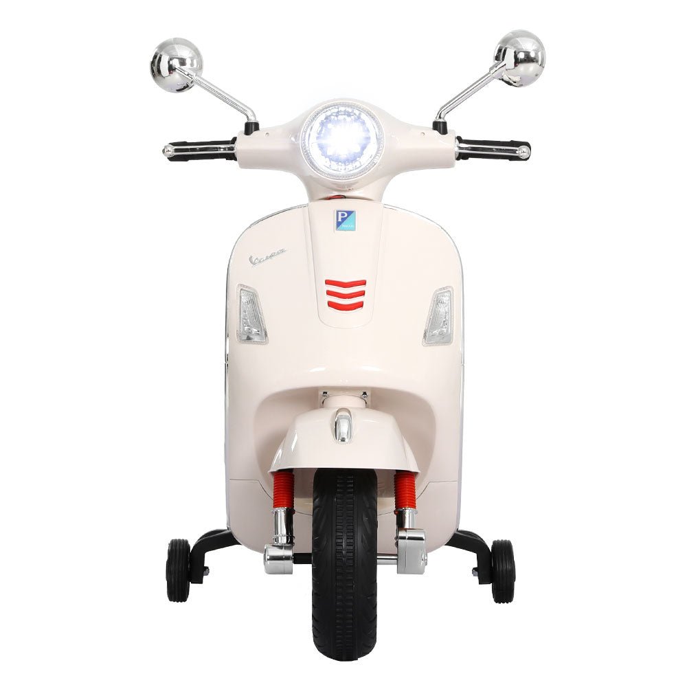 Kids Ride On Car Motorcycle Motorbike VESPA Licensed Scooter Electric Toys White - Direct On Sale