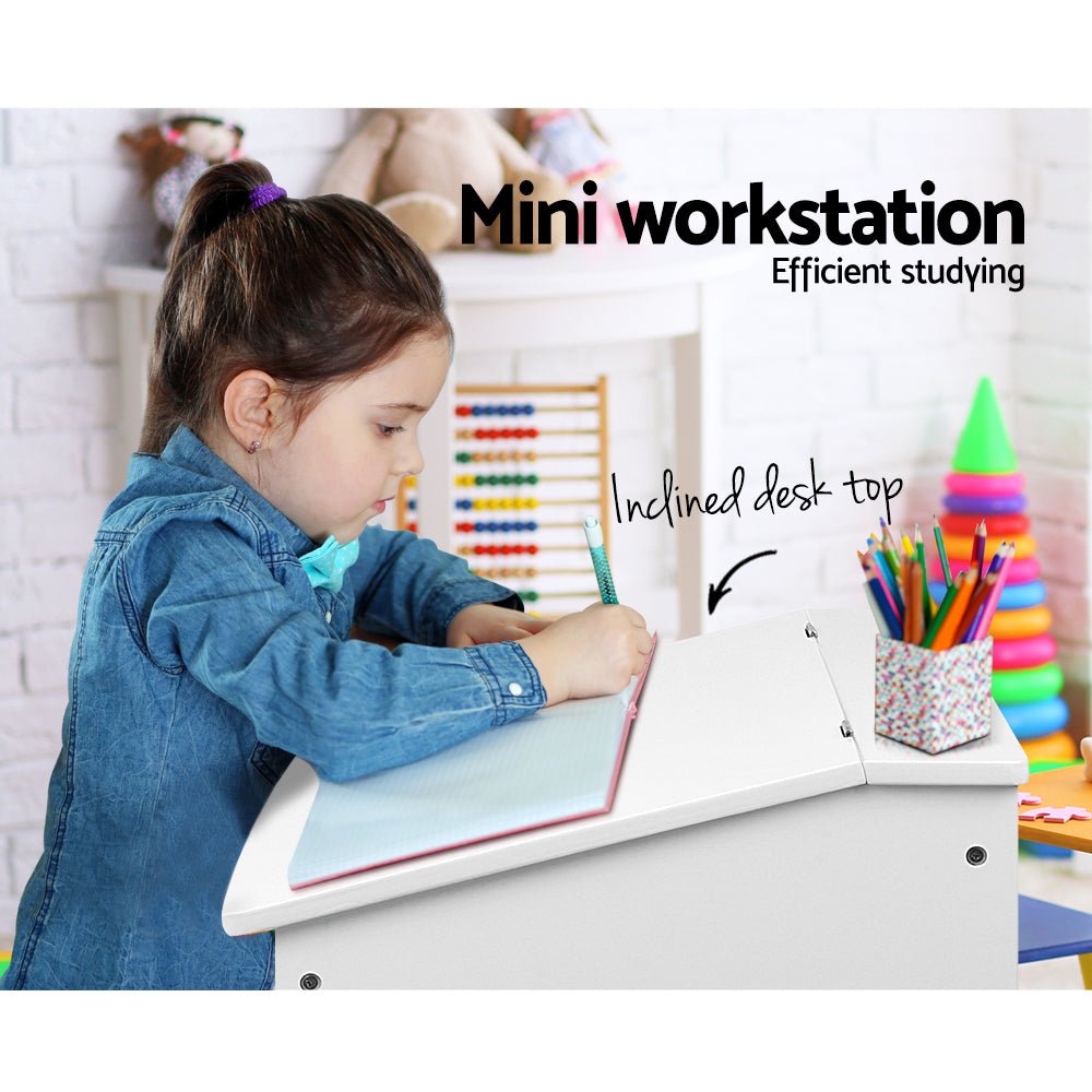 Kids Table Chairs Set Children Drawing Writing Desk Storage Toys Play - Direct On Sale