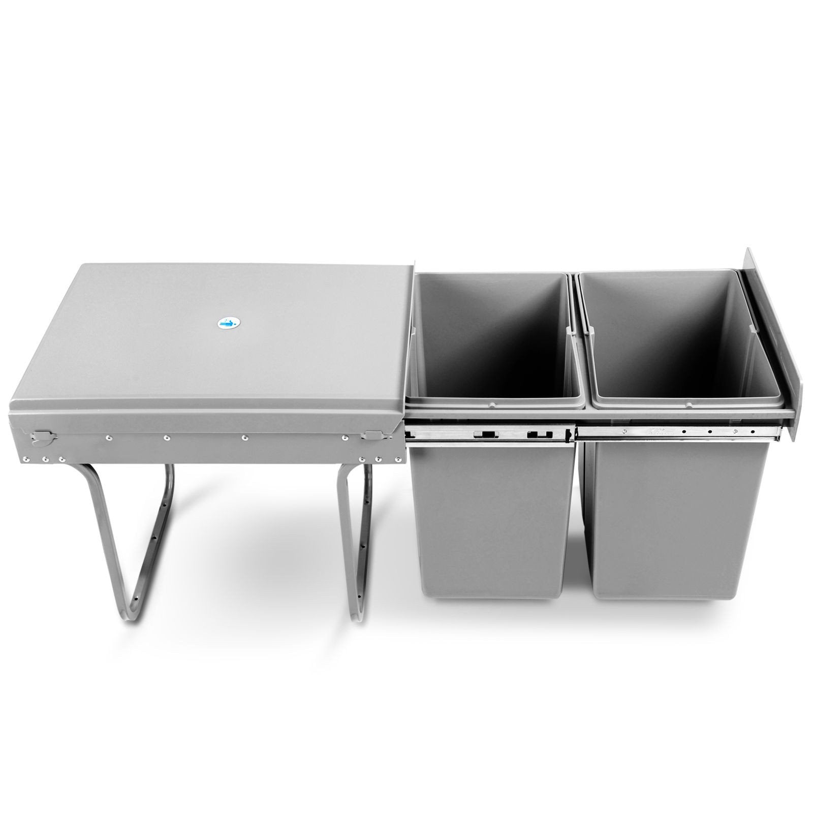 Twin Pull Out Kitchen Bins 15L with Double Dual Sliding Design Easy to