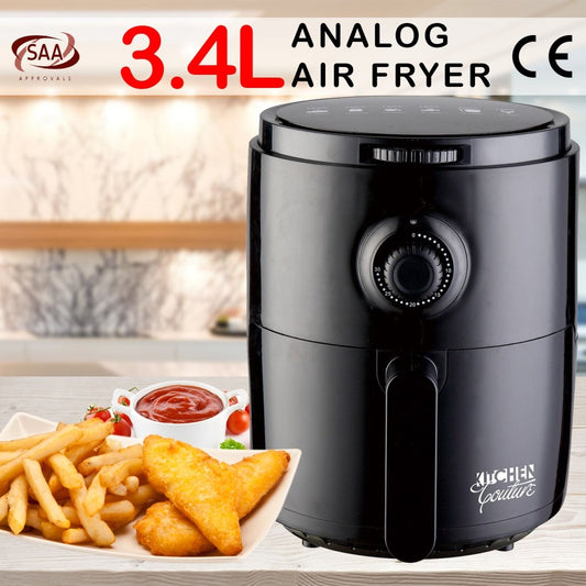 Kitchen Couture Air Fryer Healthy Food No Oil Cooking Recipe 3.4L Capacity Black - Direct On Sale