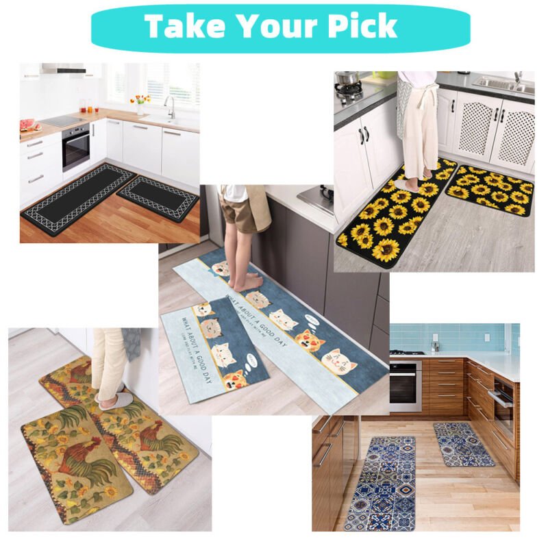 Kitchen Mat Non - Slip Waterproof Anti - Oil Home Door Floor Rug Carpet Easy Clean - Direct On Sale