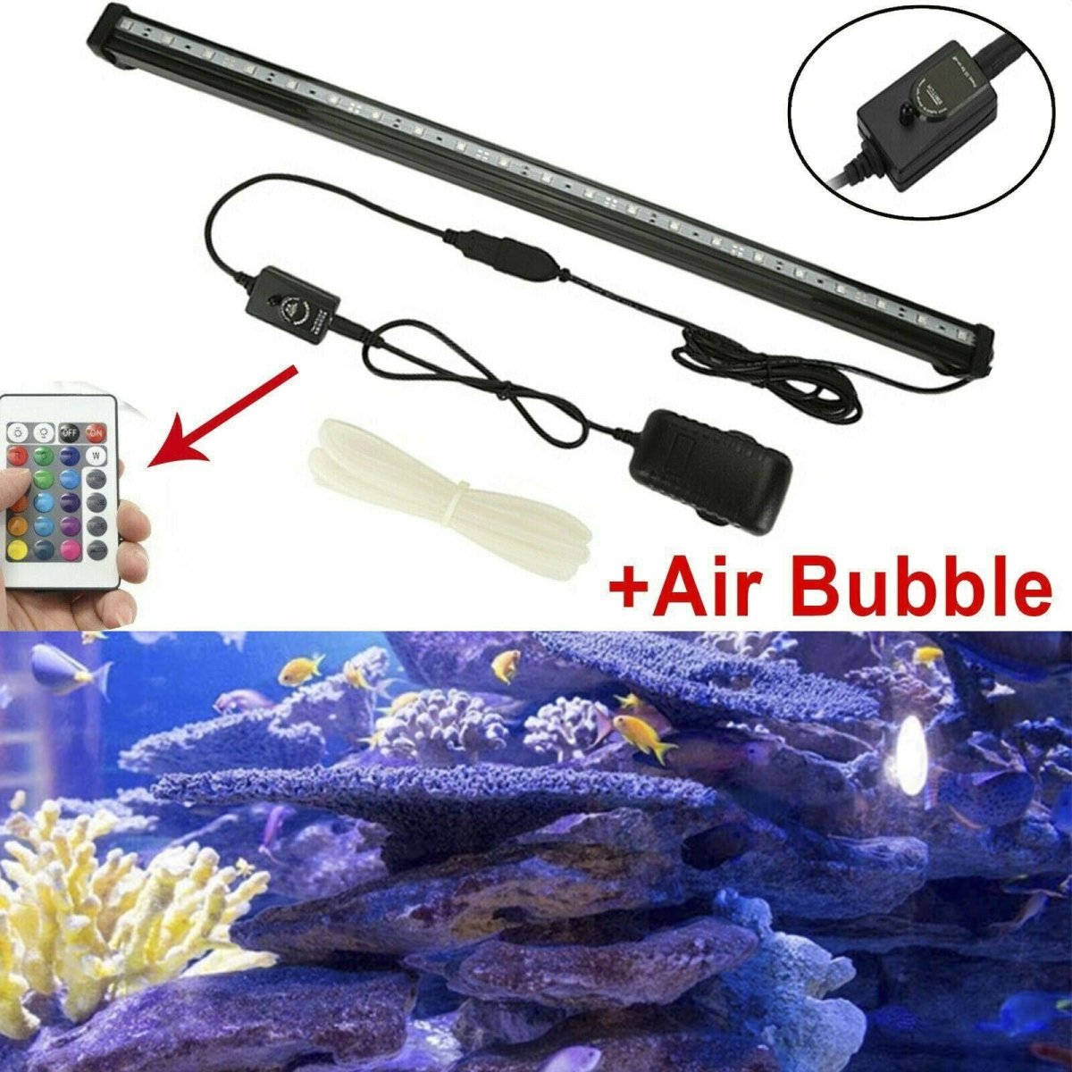 LED Air Bubble RGB Aquarium Light Submersible - Direct On Sale